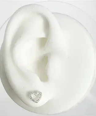 Brinco Coração de Prata com zircônias
