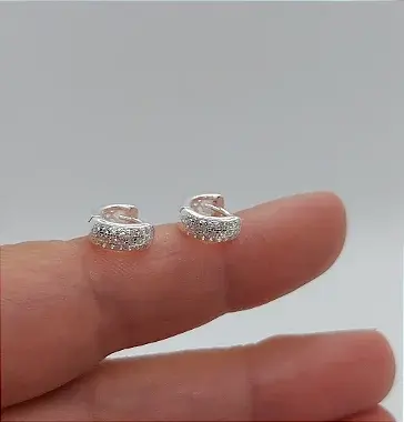 Miniatura: Brinco Argola 3 filas de zircônias
