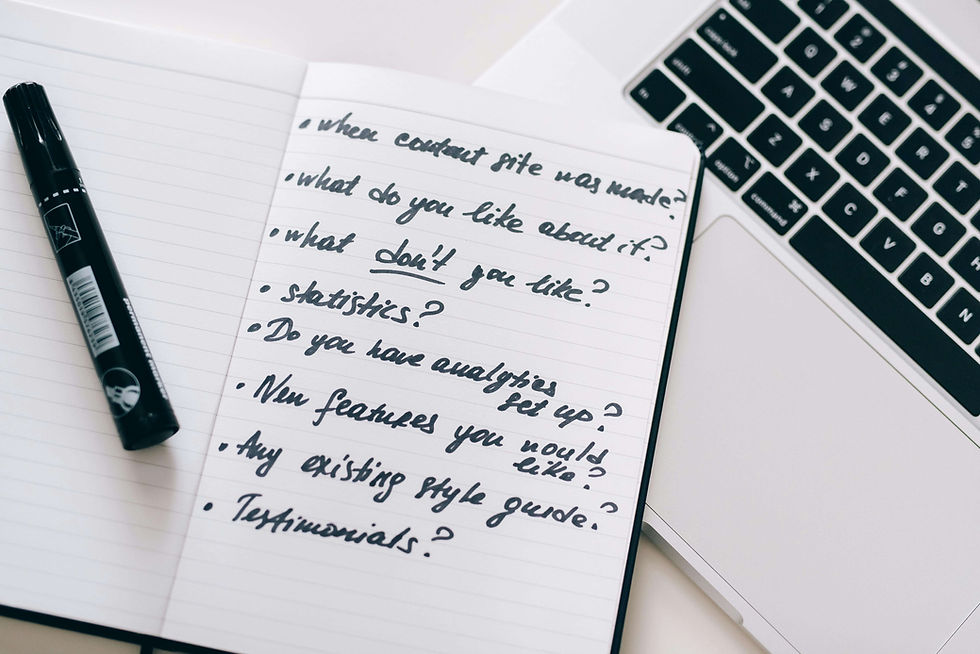 A notebook with a structured set of question and answer pairs that make up an FAQ section