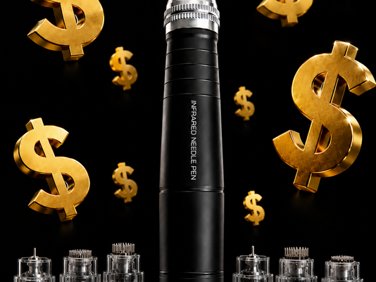 Infrared Microneedling Pen with 12, 36 and 42 pin cartridges for professional microneedling treatment ROI