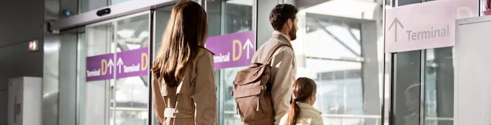 Family at the airport on the way to the United States