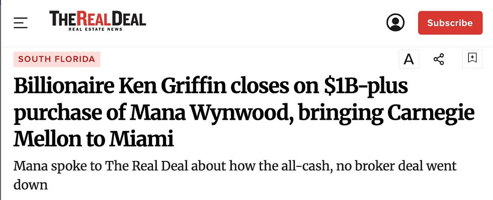 The Real Deal: Ken Griffin buys Mana Wynwood
