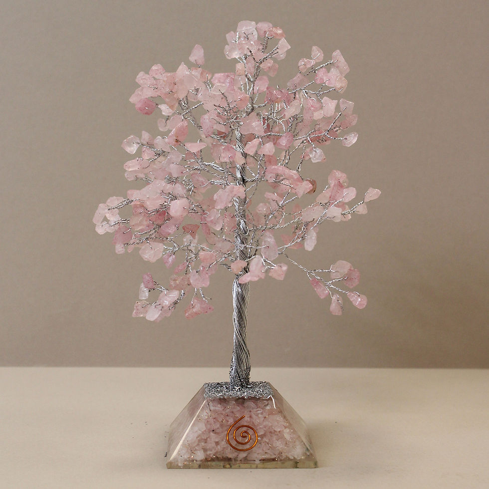 Rose Quartz Gemstone Tree with Organite Base - 320 Stones