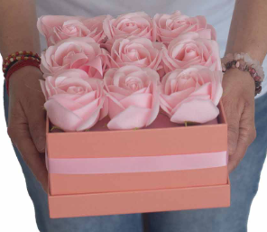 Thumbnail: Soap Flower Heart Gift Bouquet - 13 Pink Roses