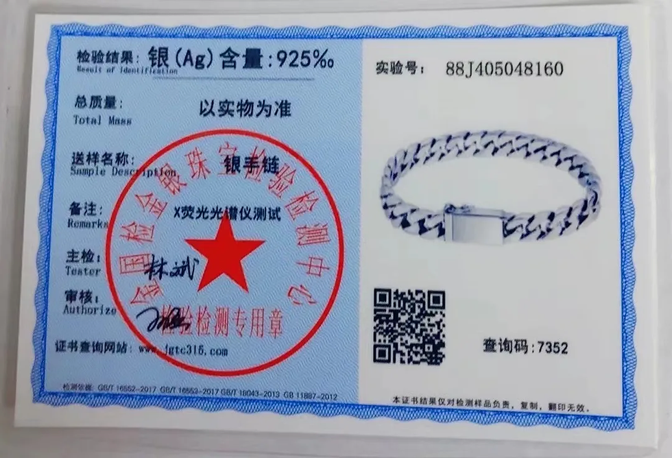 Thumbnail: 925 Sterling Silver authenticity certificate for a bracelet