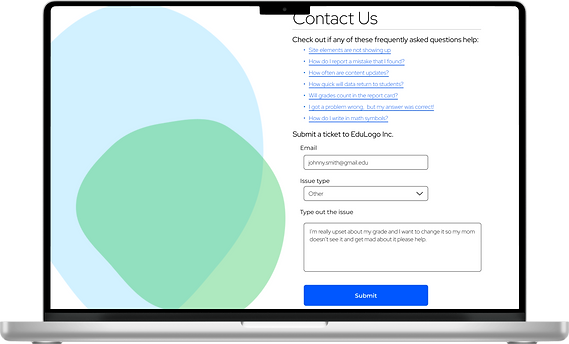 High-fidelity prototype of SmartLearning Contact Us Page