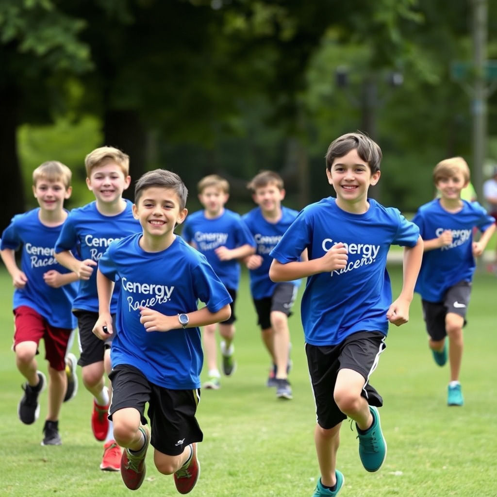 Boys running club at Coastal Academy. CEnergy Racers. Cannettic Energy