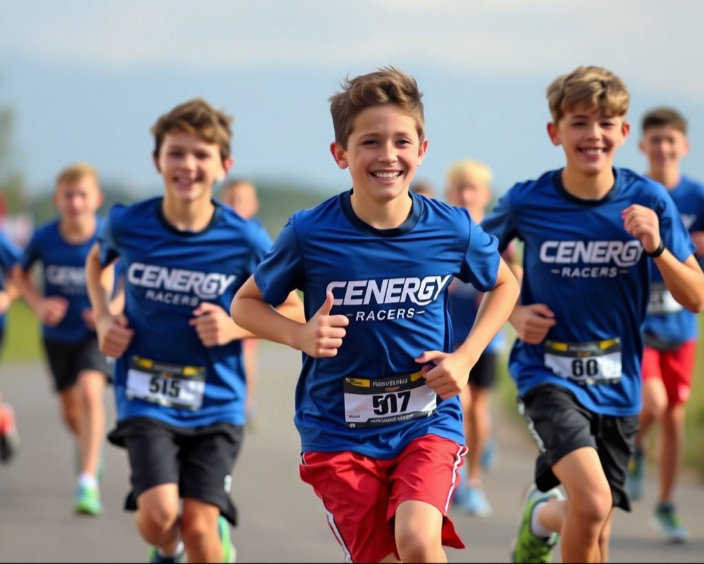 Boys running club at Coastal Academy. CEnergy Racers. Cannettic Energy