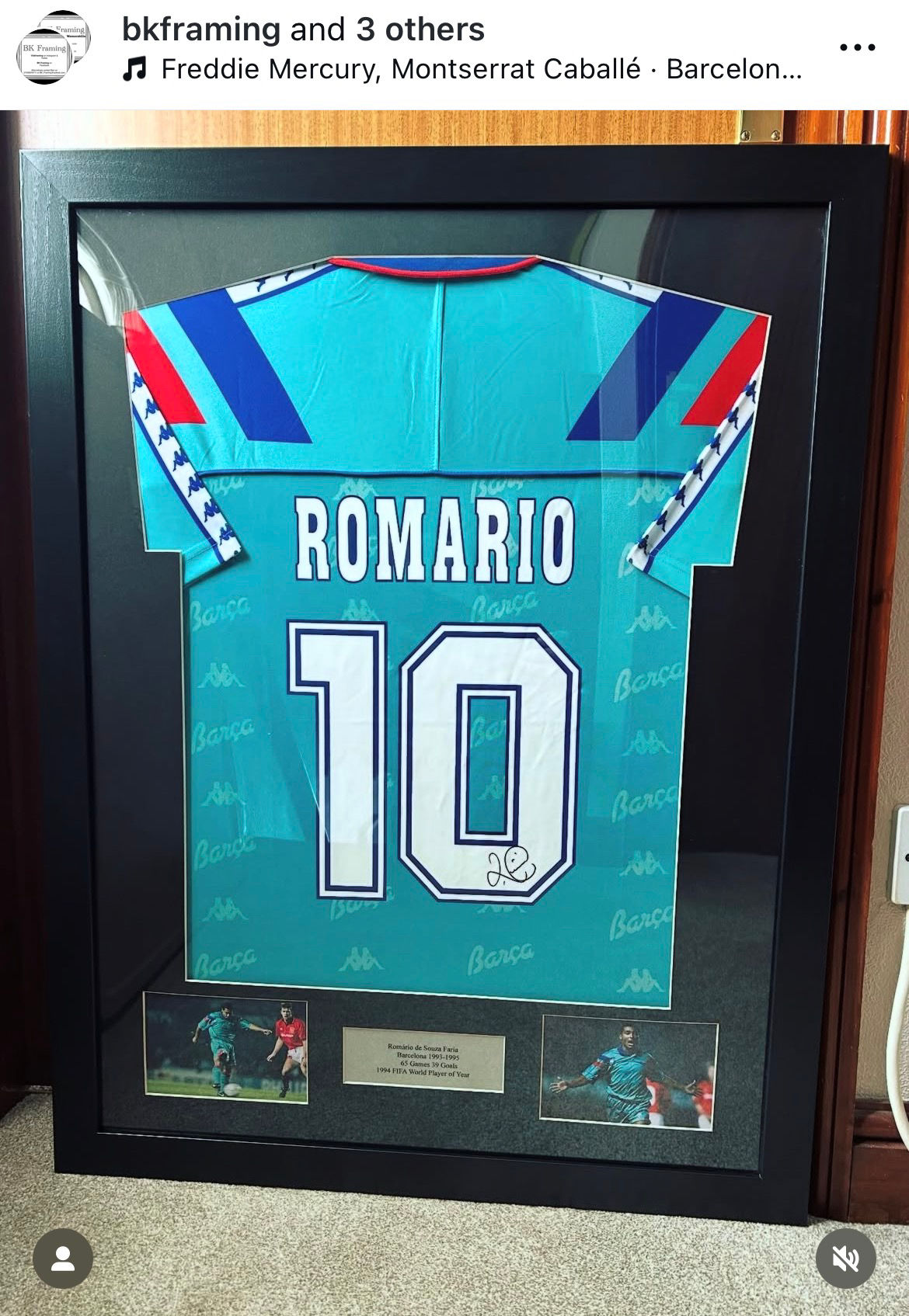 Romário Signed & Framed 1992-95 Barcelona Away Shirt