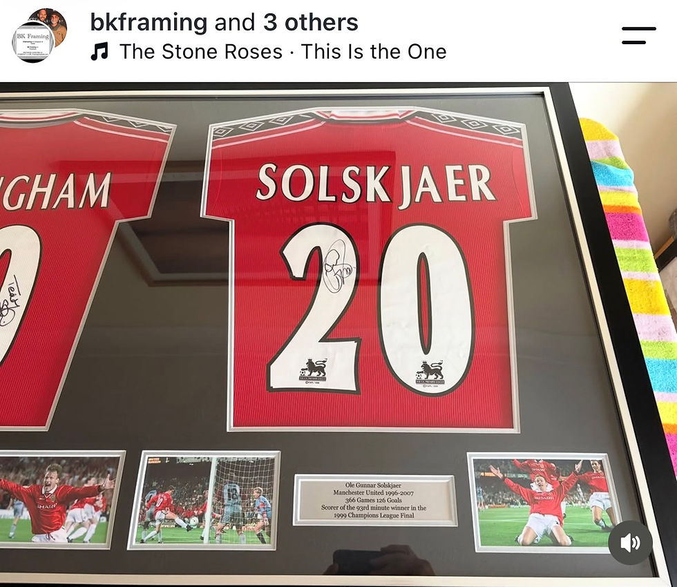 Thumbnail: Double Frame Sheringham & Solskjaer Signed 98-00 Manchester United Home shirts
