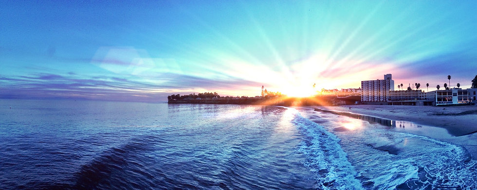 Santa Cruz Beach Hotel at sunset, great for cardio fitness