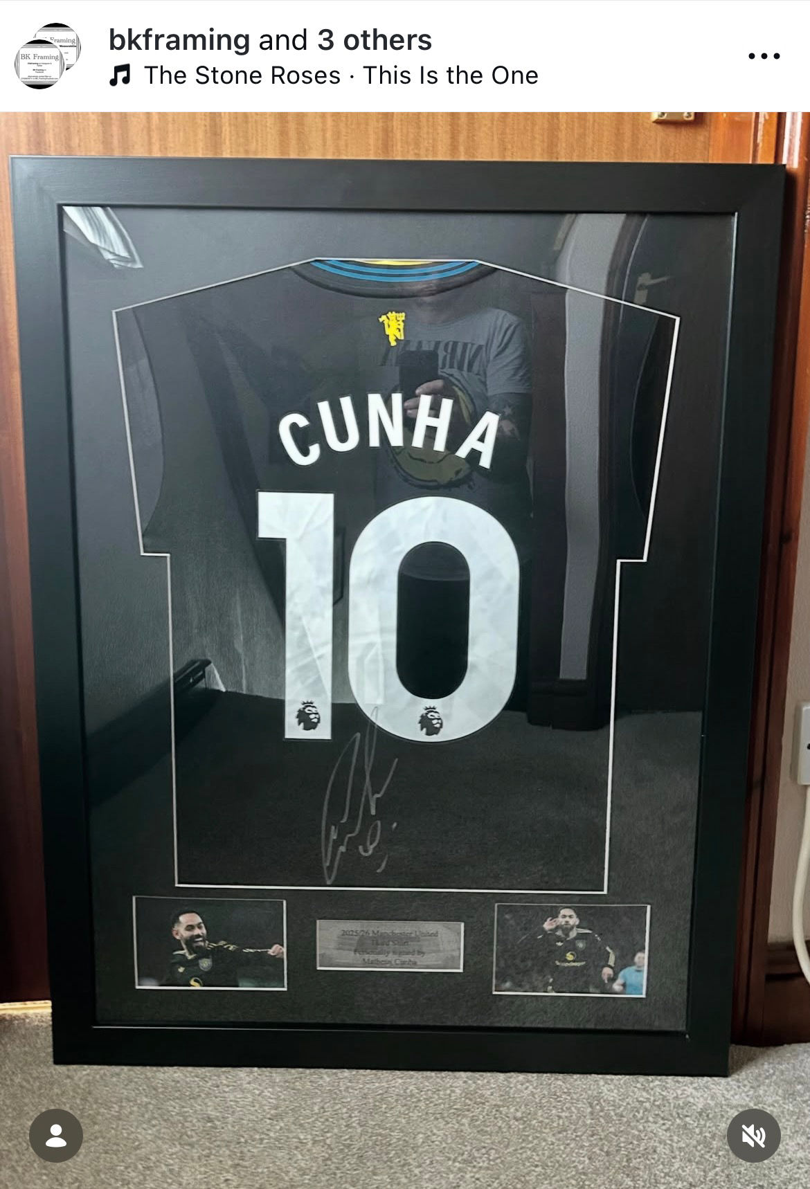Matheus Cunha Signed & Framed 2025/26 Manchester United Third Shirt