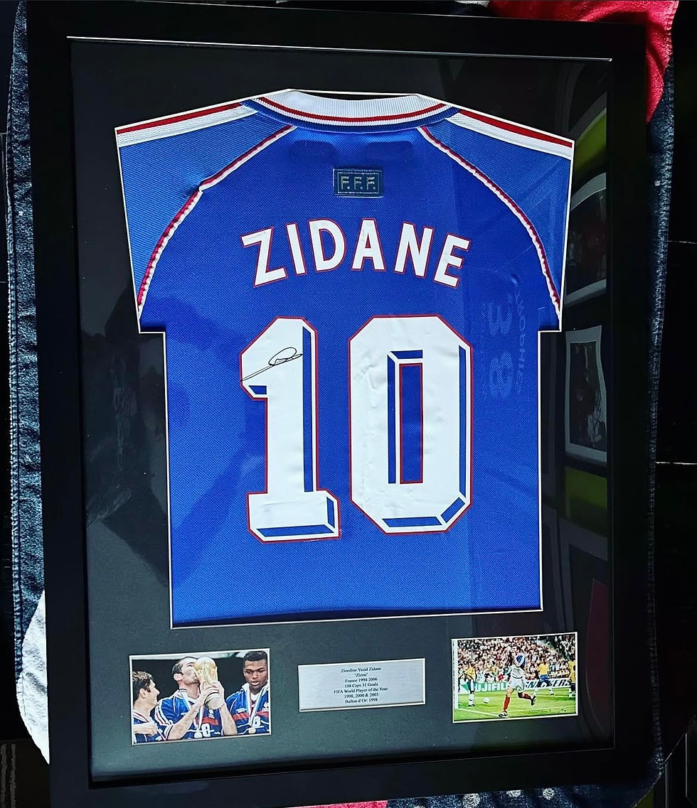 Thumbnail: Zinedine Zidane Signed & Framed 1998 France World Cup Final Shirt