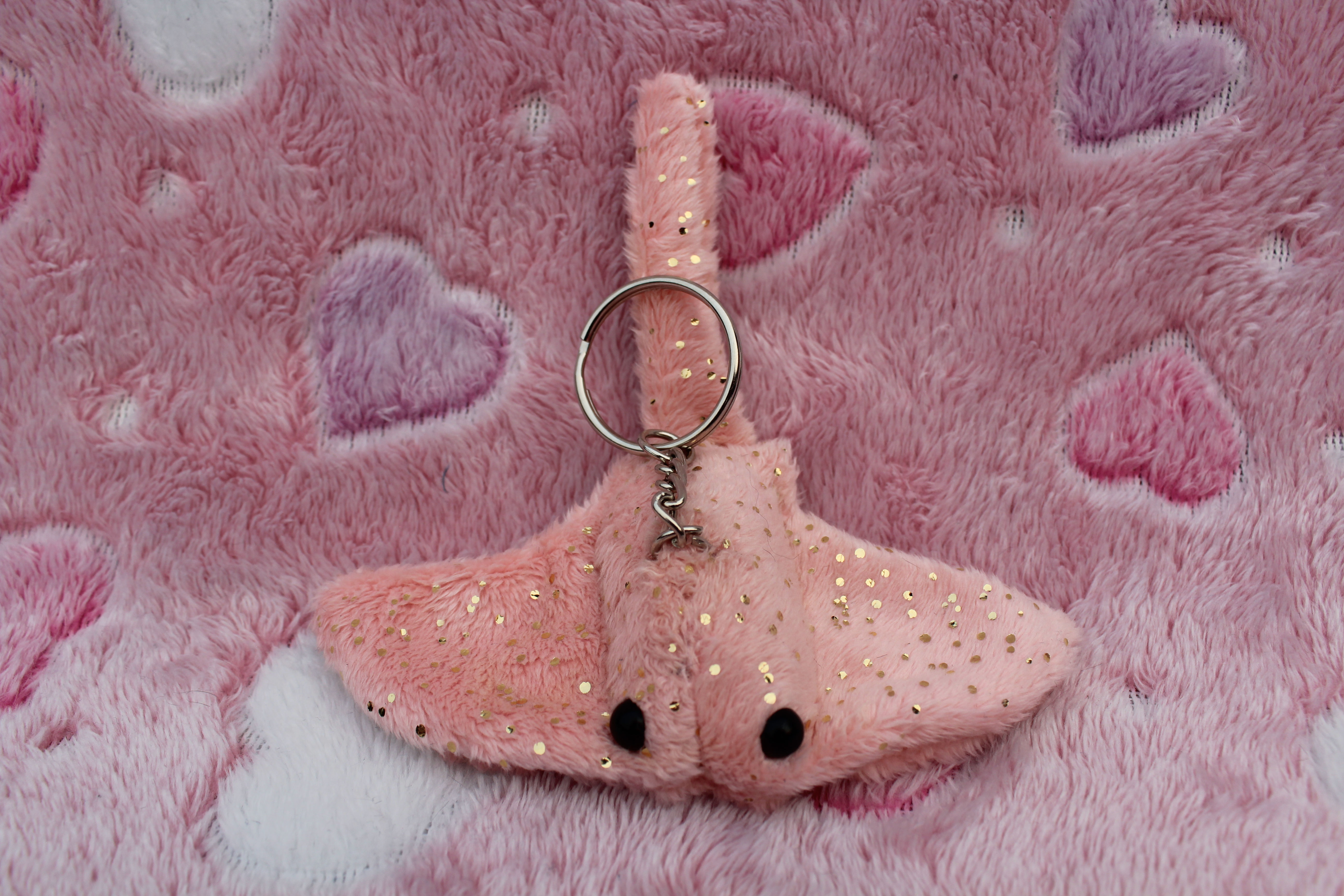 Pink Gold Sparkle Mini Stingray Keychain