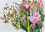 Watercolor painting of tulips by Colette Pitcher