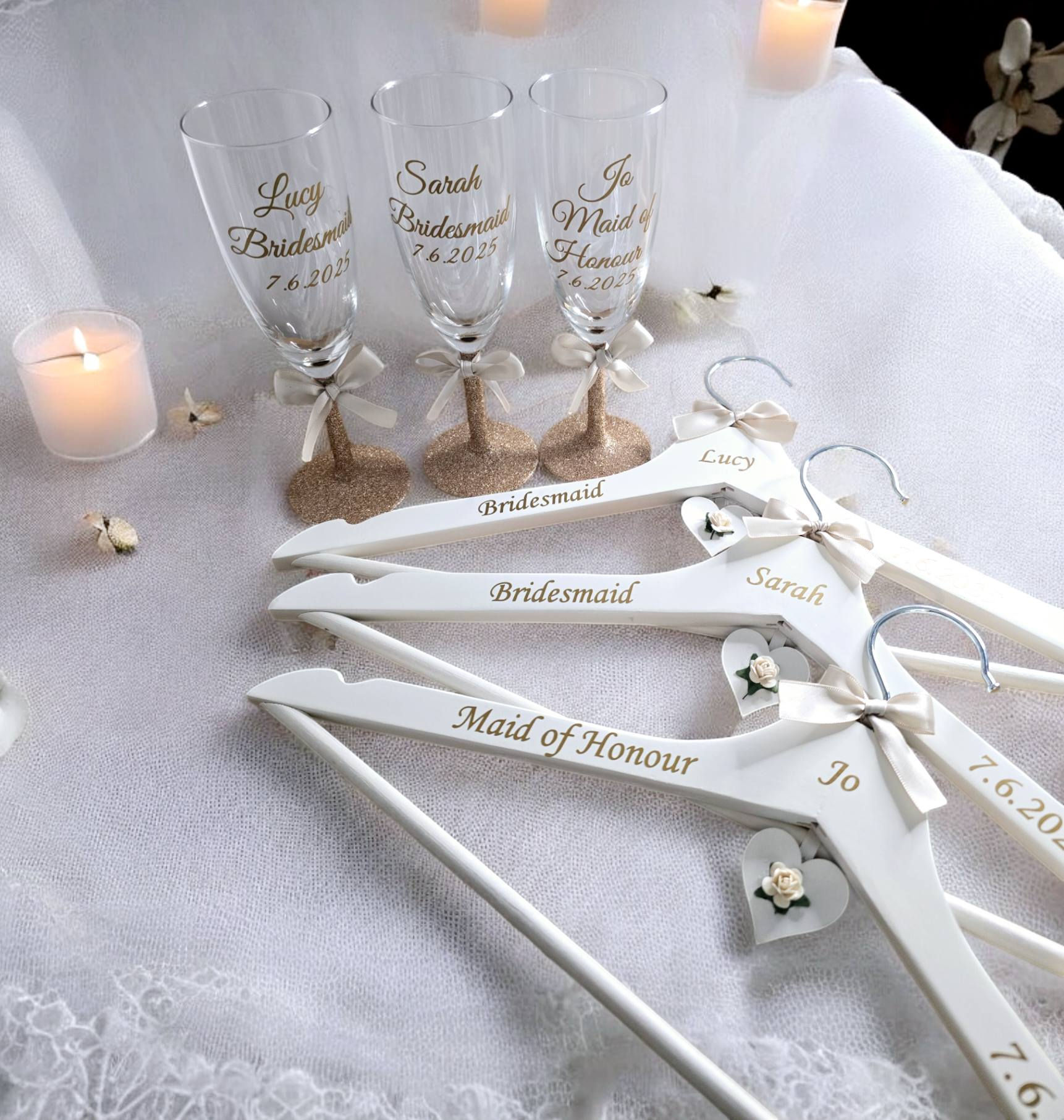 hanger and champagne flutes