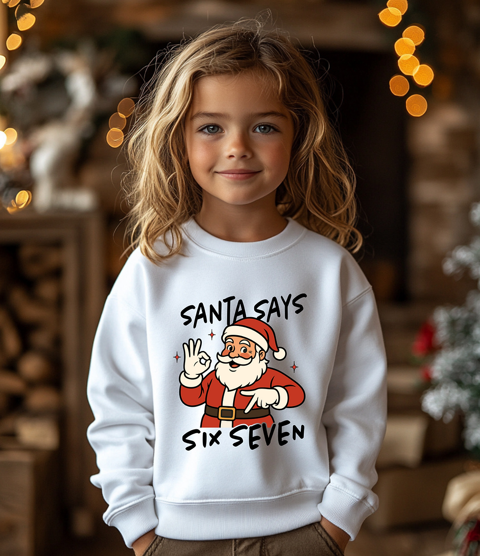 kids Christmas sweatshirt six seven design, perfect for festive fun! Soft, stylish, and cosy,