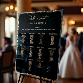 Acrylic table seating chart, table plan. Clear acrylic with or without painted back, full colour acrylic