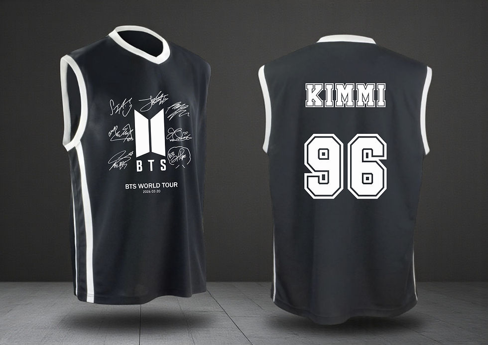 BTS army basketball shirt, with logo, members names personalised
