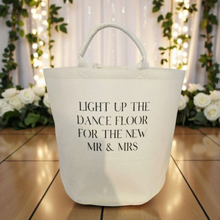 Wedding baskets, glow sticks, flip flops