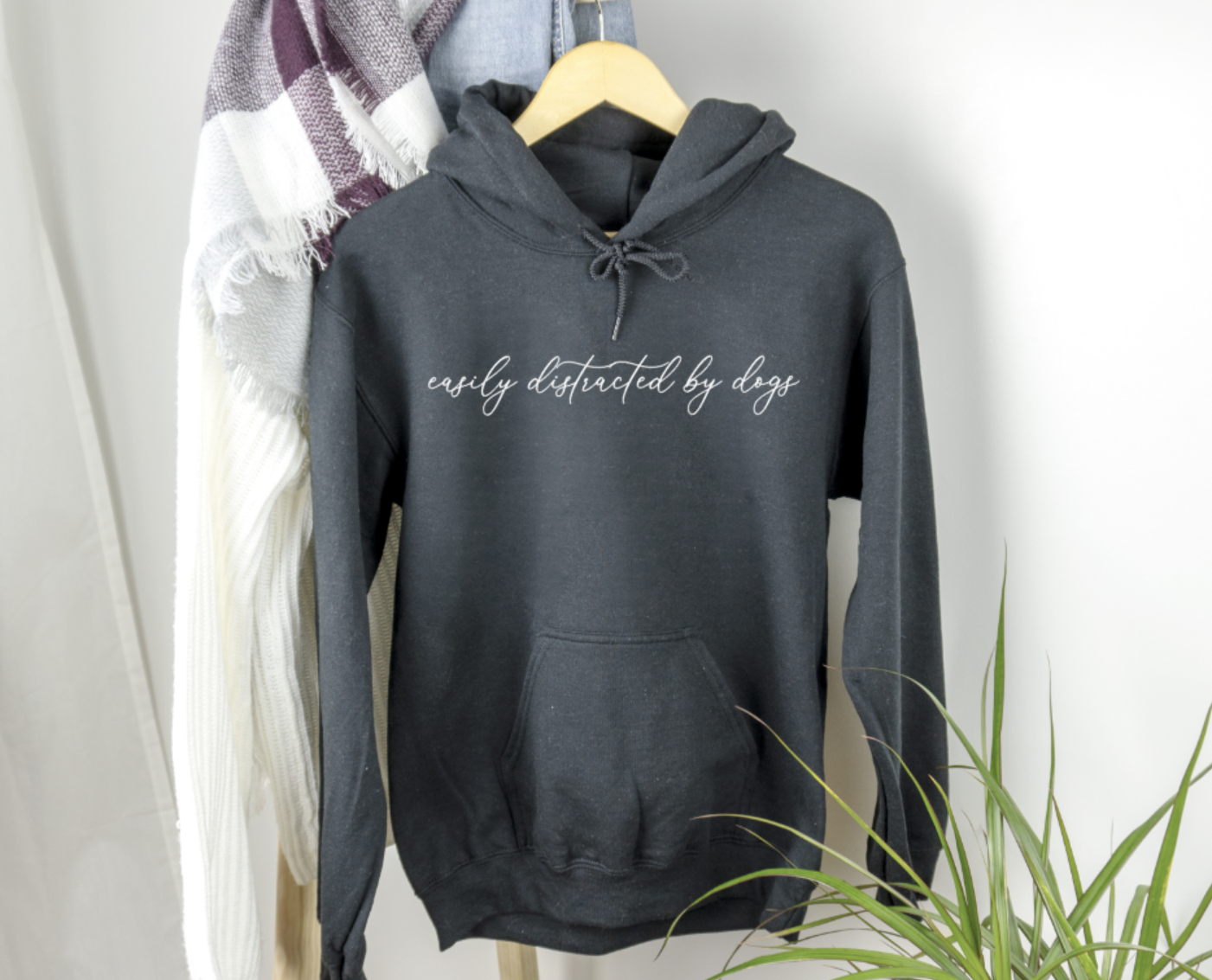 easily distracted by dogs hoodie