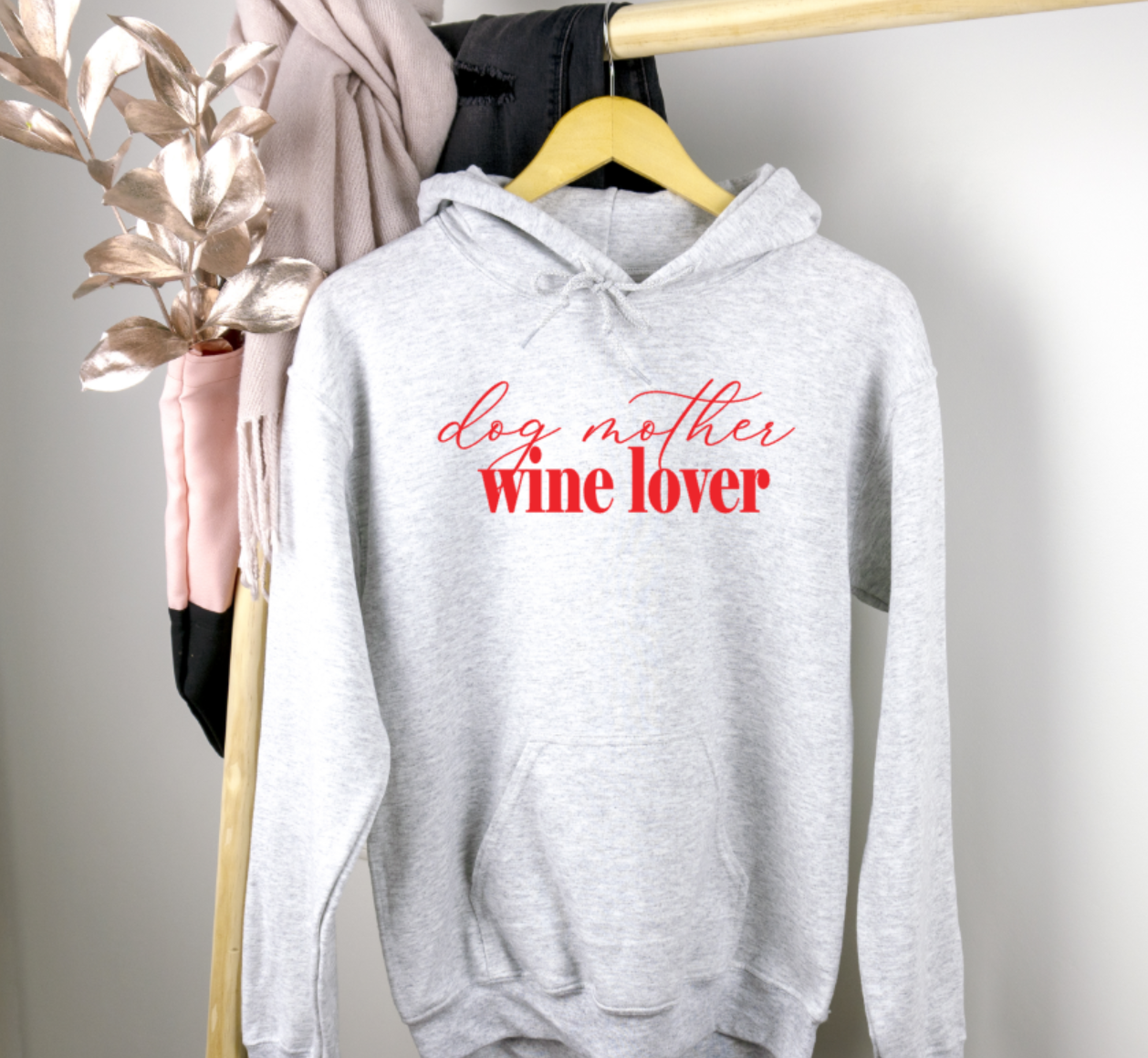 dog mother wine lover hoodie