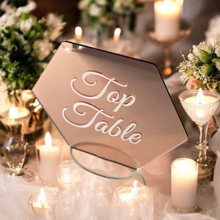 acrylic table numbers, mirror rose gold, silver, clear acrylic