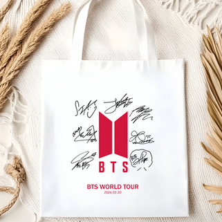 BTS tote bags, get concert ready. Lots of designs to choose form