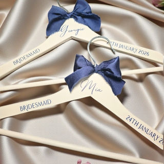 Luxury personalised wedding hangers with satin or chiffon bows