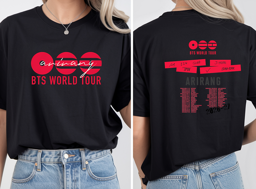 BTS Bangtan tour t shirt with tour dates and members names