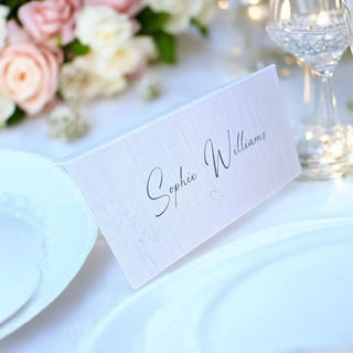 Printed place name cards for weddings.