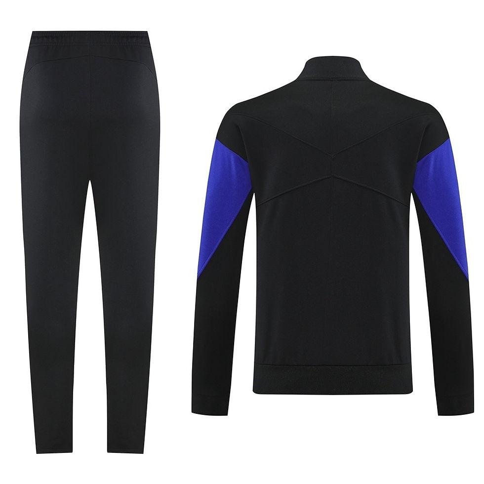 Thumbnail: FC Barcelona Black & Royal Blue Full Zip Tracksuit Set - Special Edition