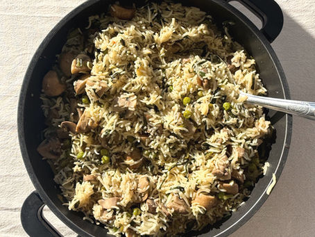 Mushroom & Peas Pulao with Spinach