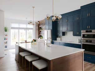 Modern kitchen with large countertop