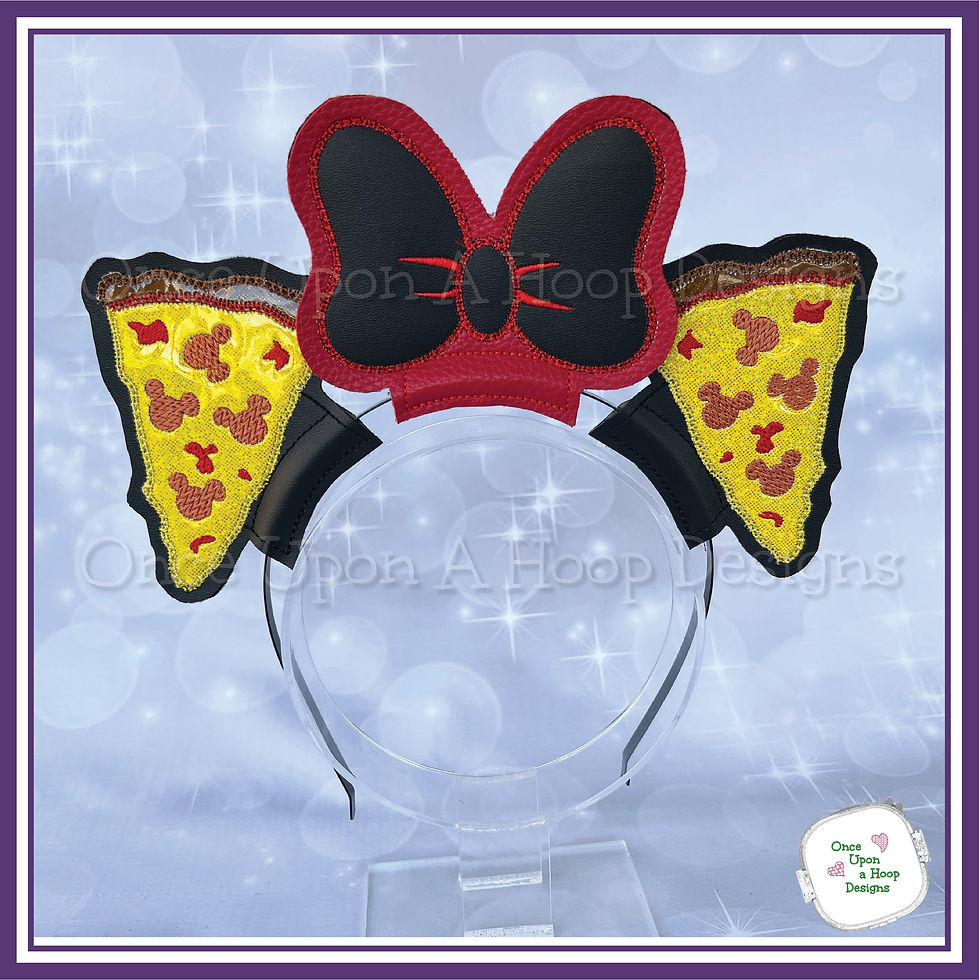 Thumbnail: Mouse Pizza Add-on Center ITH Digital Machine Embroidery Design