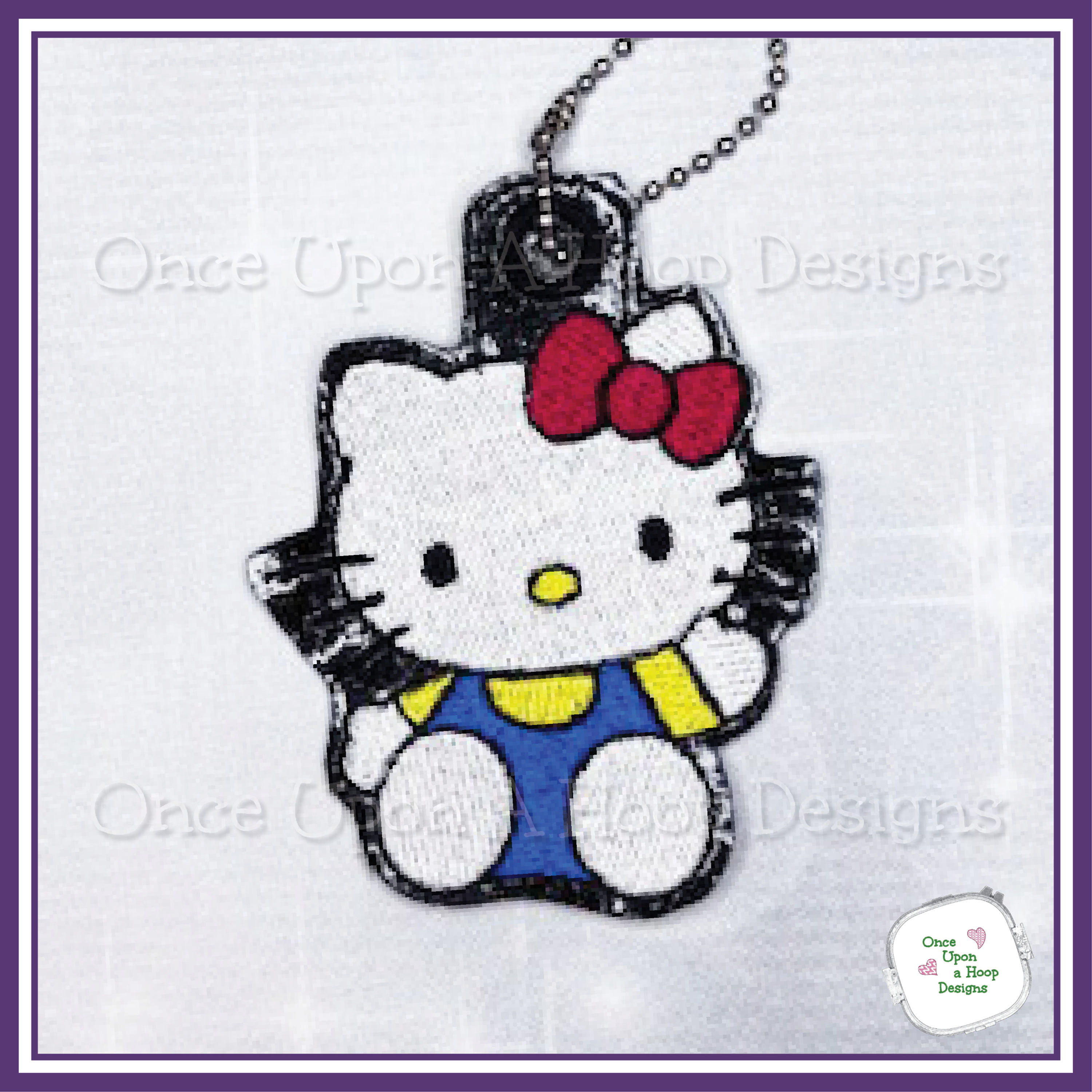 White Kitty Purse Charm ITH Digital Machine Embroidery Design