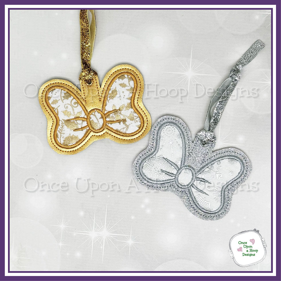 Thumbnail: Mr & Ms Mouse Snowmen Ornament 3pc SET ITH Digital Embroidery Design