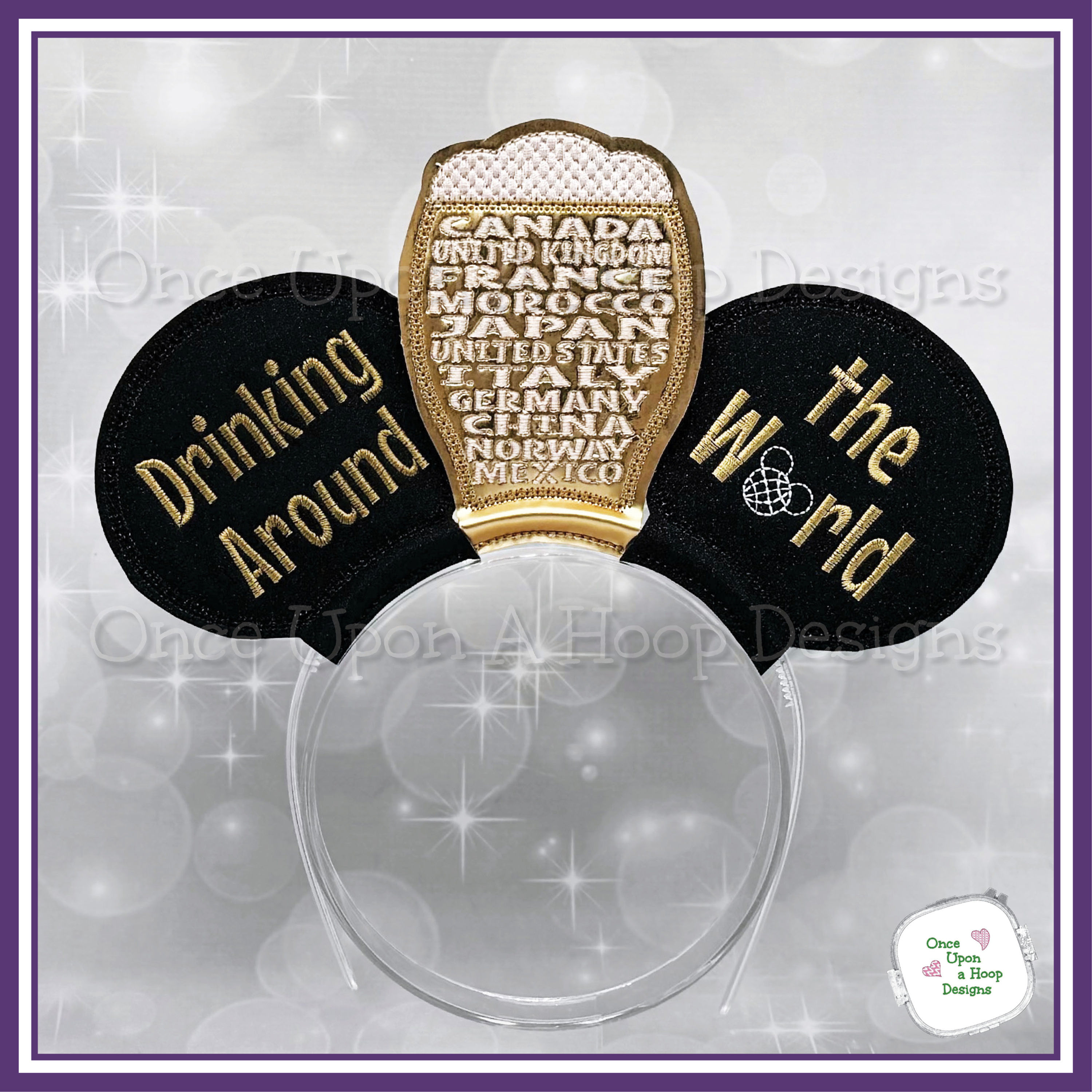 Drinking Around the World MEars Set (3 Pieces) ITH Embroidery Design