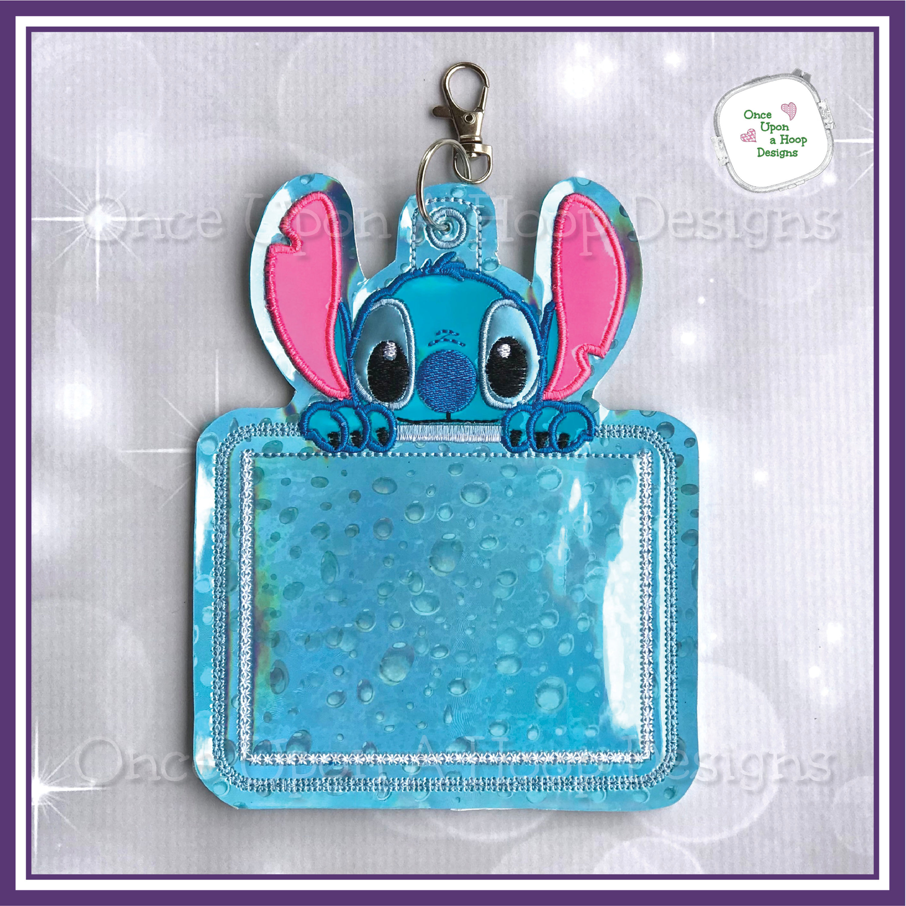 Vaccine Blue Hawaiian Peeker Card Holder ITH Digital Machine Embroidery Desig