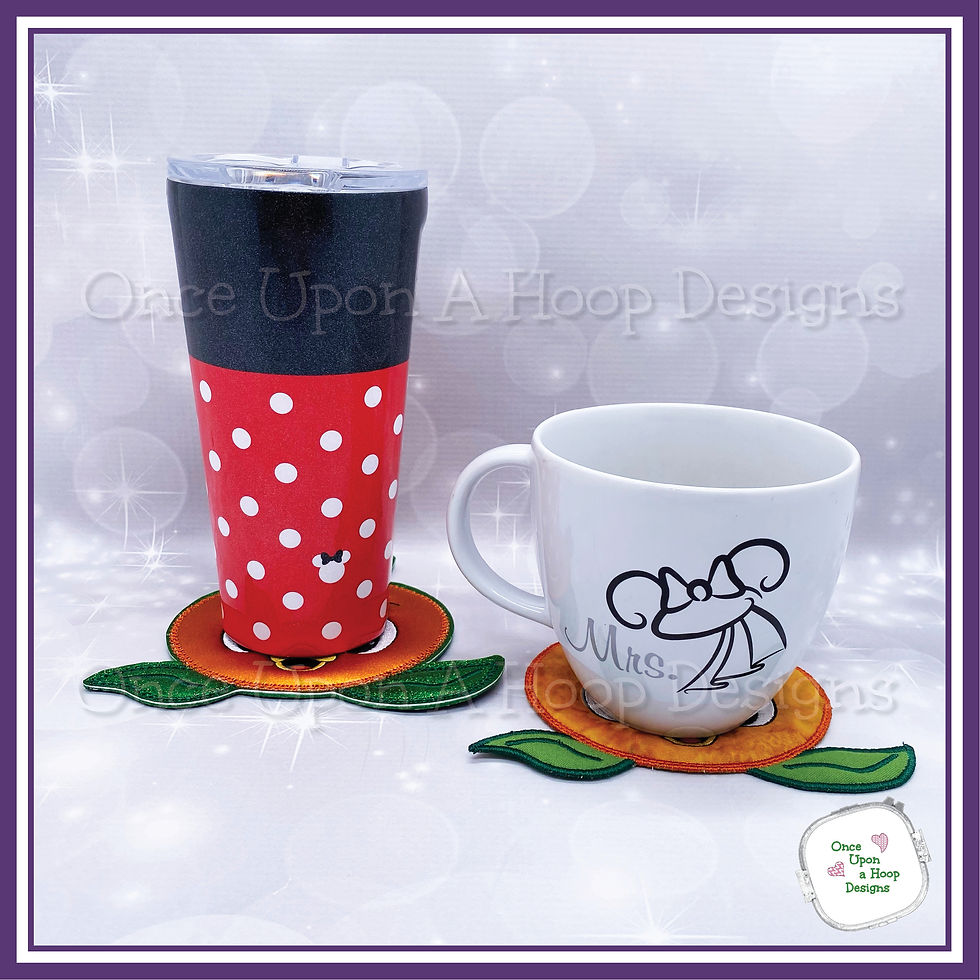 Thumbnail: Orange Birdy Coaster/Mug Rug ITH Machine Embroidery Design