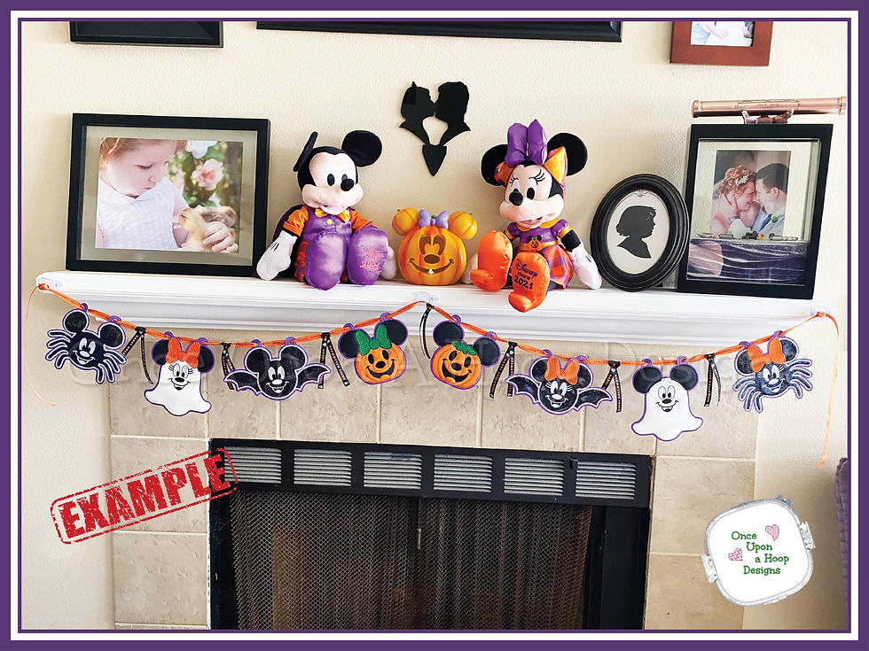 Thumbnail: Mr & Ms Mouse Ghost 5x7 BANNER Pieces  ITH Digital Embroidery Design