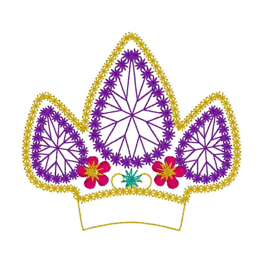 Thumbnail: Long Hair Princess Tiara-Crown Center Add-on ITH Machine Embroidery Design