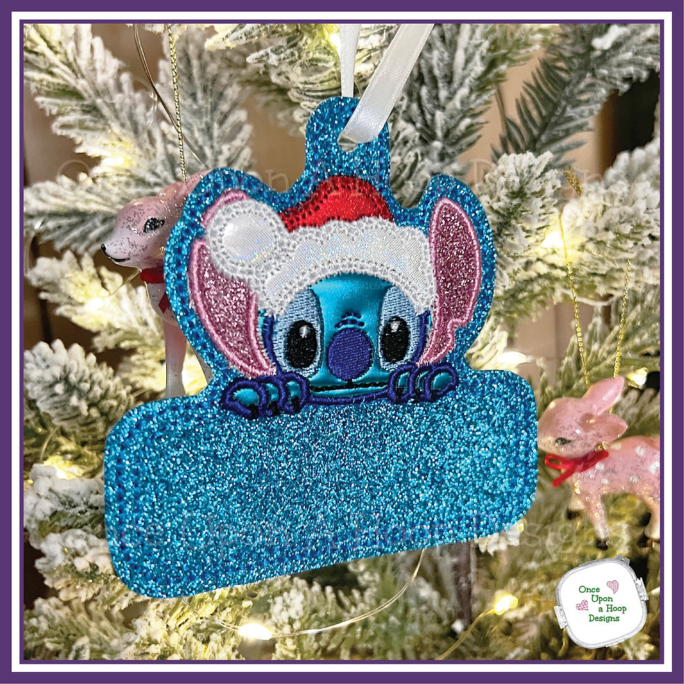 Thumbnail: Blue Hawaiian Alien Ornament ITH Digital Embroidery Design
