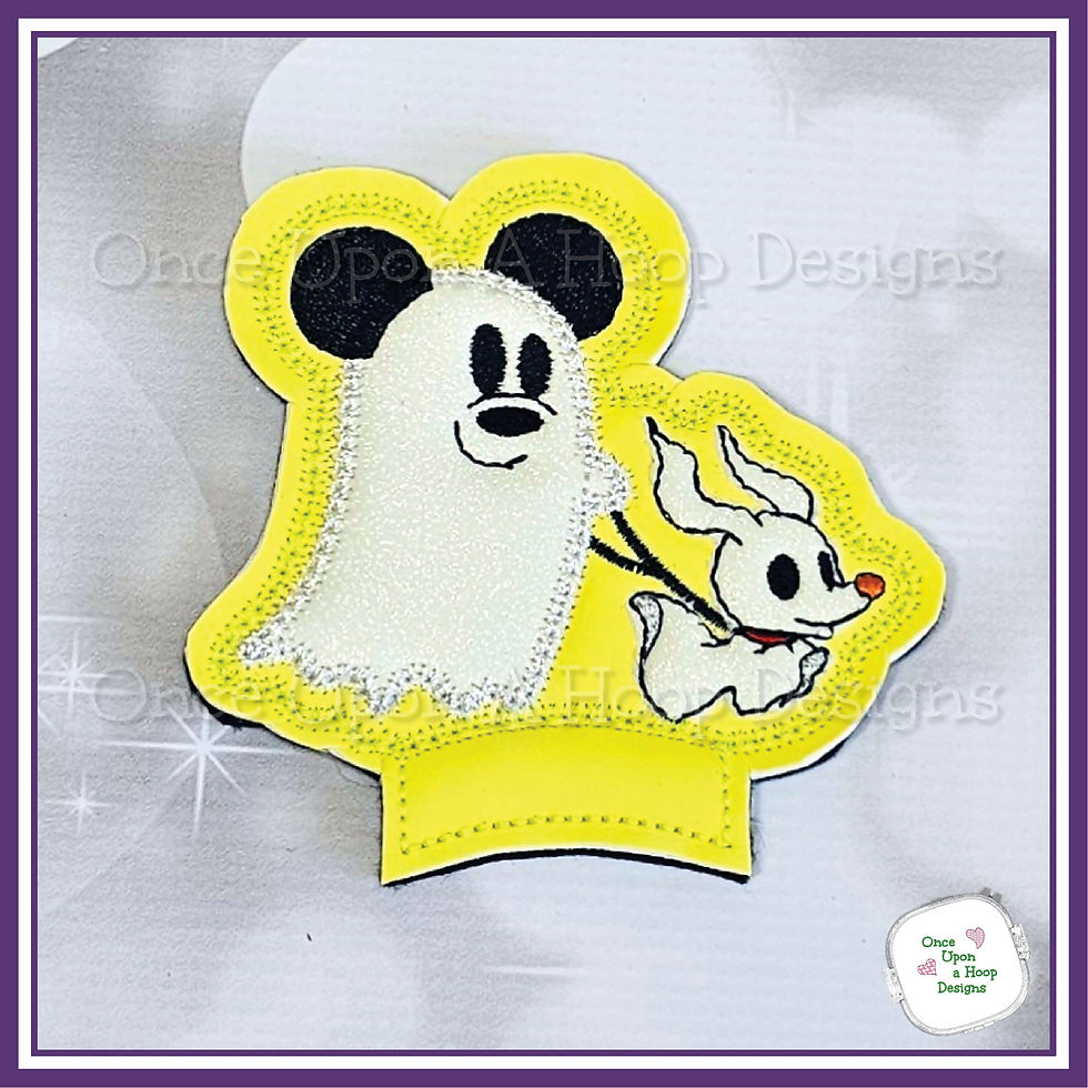 Thumbnail: Mr & Ms Mouse walking Pets (no moon) MEars 4-piece Set ITH Embroidery Design
