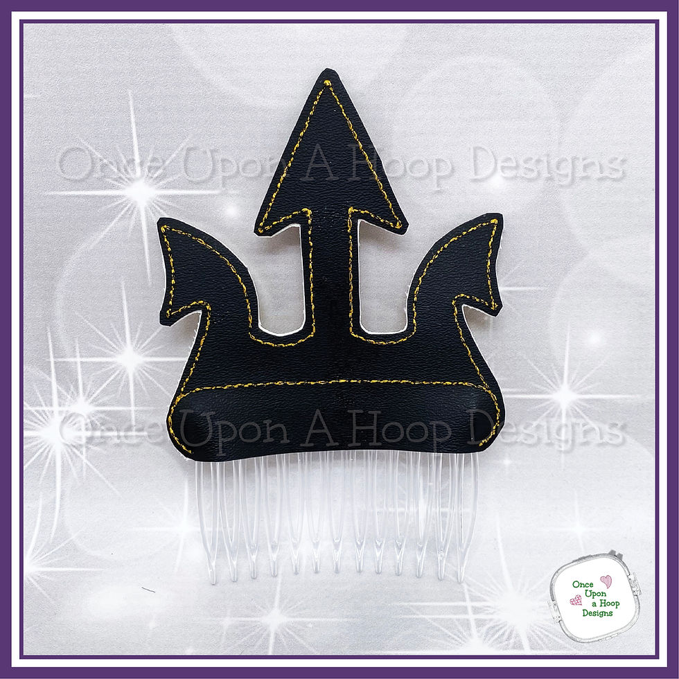 Thumbnail: Trident Hair Comb Cover Digital Machine Embroidery Design