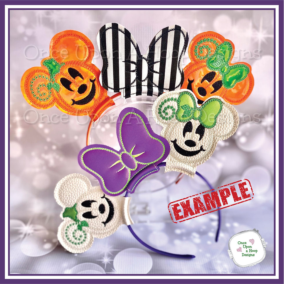 Thumbnail: Ms Mouse Pumpkin MEar Add-on ITH Digital Machine Embroidery Design