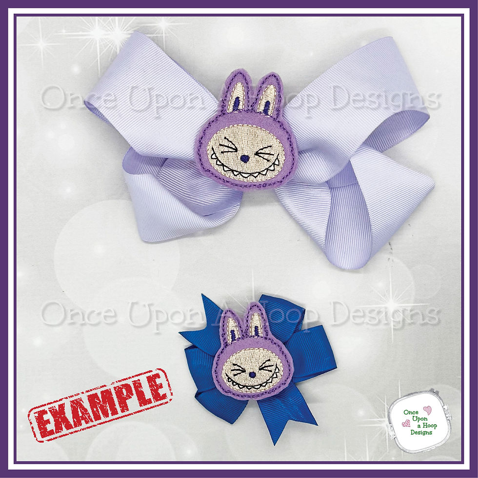 Thumbnail: Lafufu Squinty Monster Bunny Feltie 3 sizes ITH Digital Embroidery Design