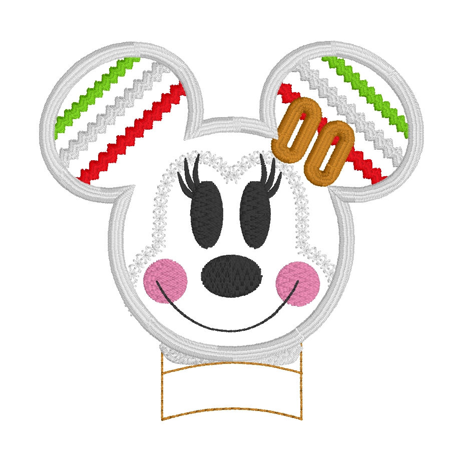 Thumbnail: Mr & Ms Mouse Gingerbread MEars 3-piece Set ITH Embroidery Design