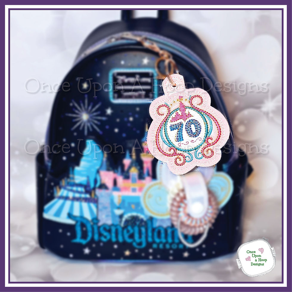 Thumbnail: DL 70th Crest Purse Charm ITH Digital Machine Embroidery Design