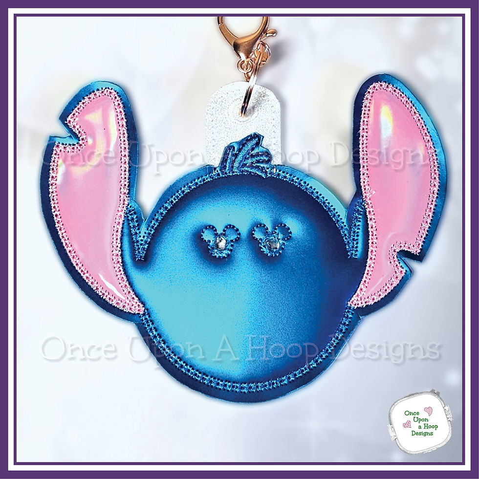 Thumbnail: Blue Hawaiian Alien Park Button Holder 2 vers ITH Machine Embroidery Design